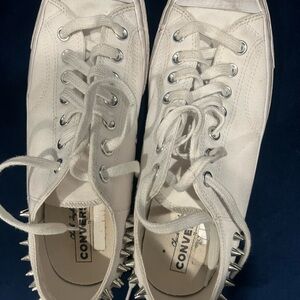Converse Women's White Canvas Sneakers with Spikes Sz 11 EUC